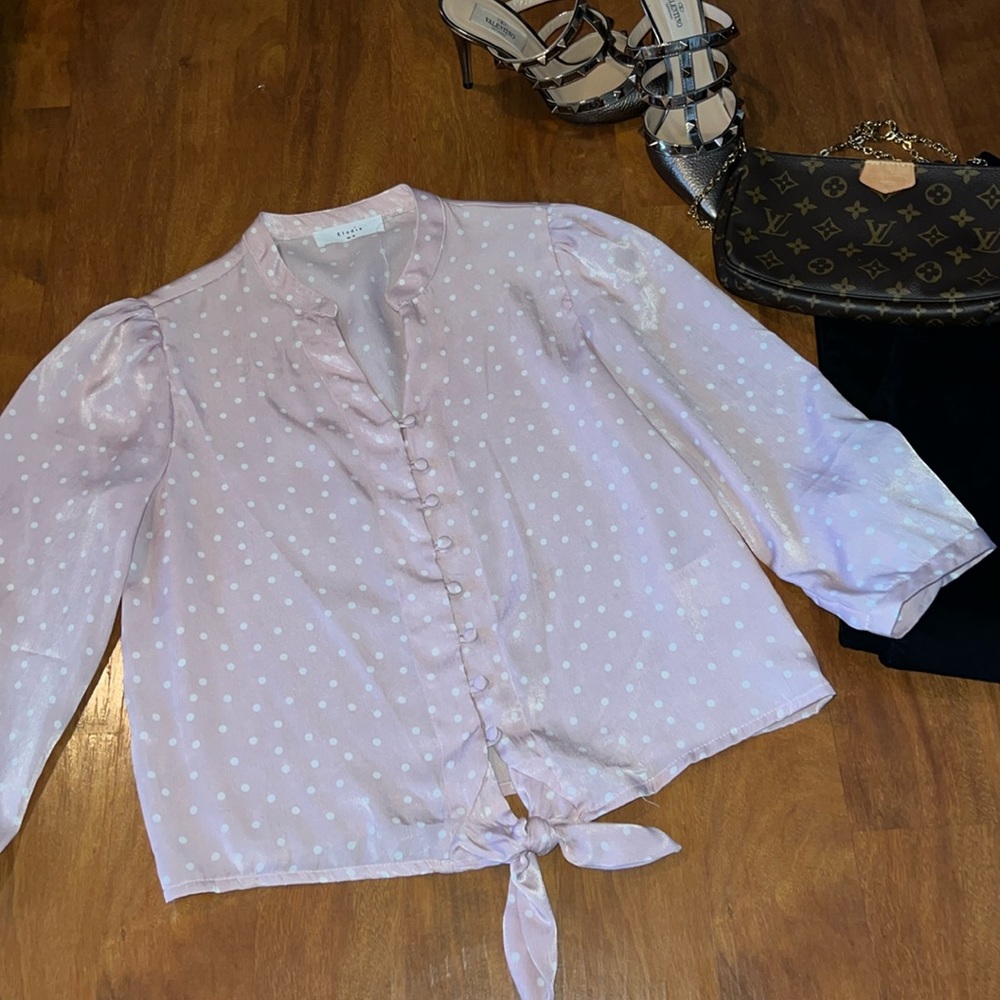 Elodie pink top with white polka dots Nordstrom